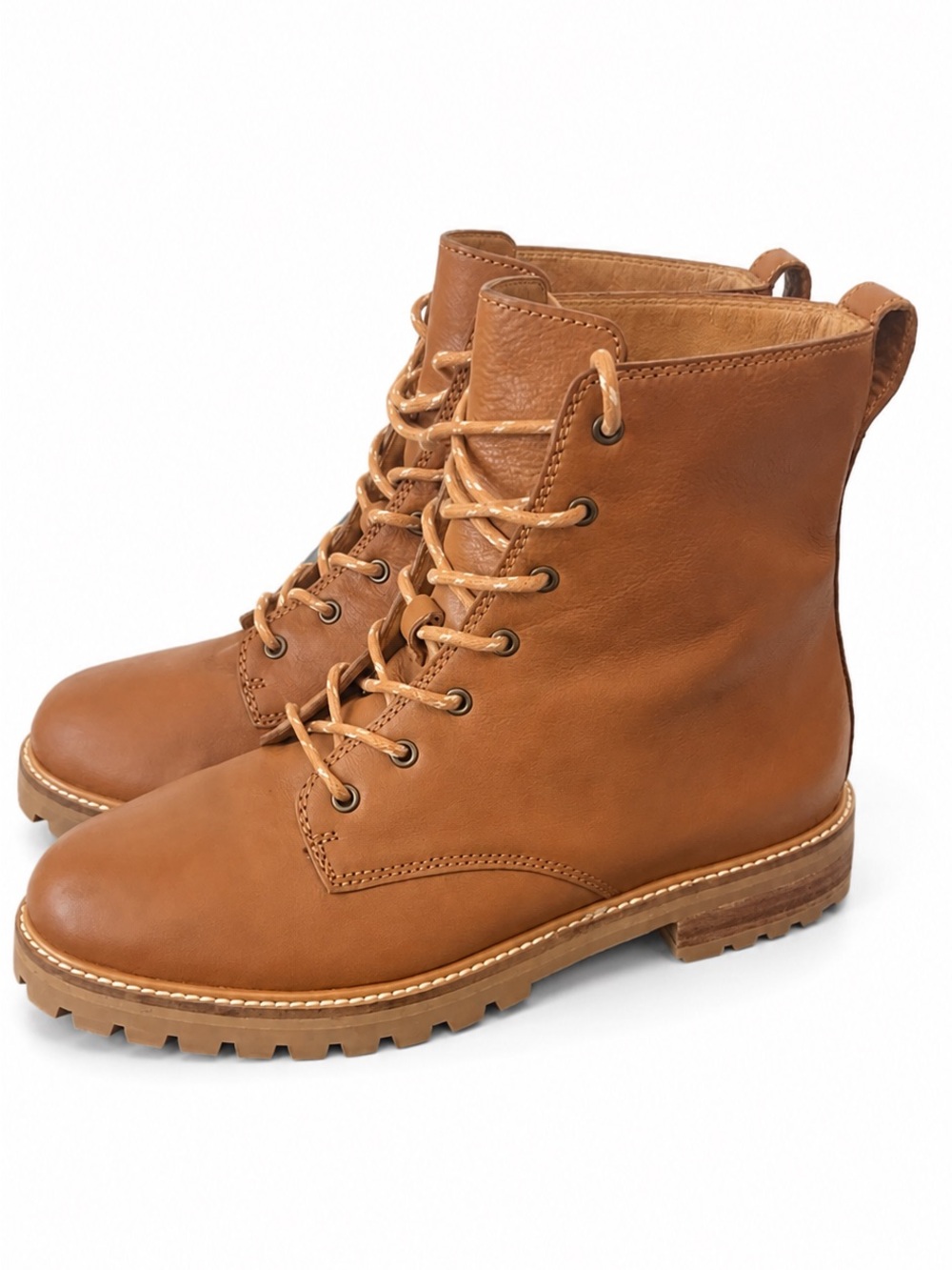 Madewell The Clair Lace-Up Boots English Saddle Brown Leather Size 7